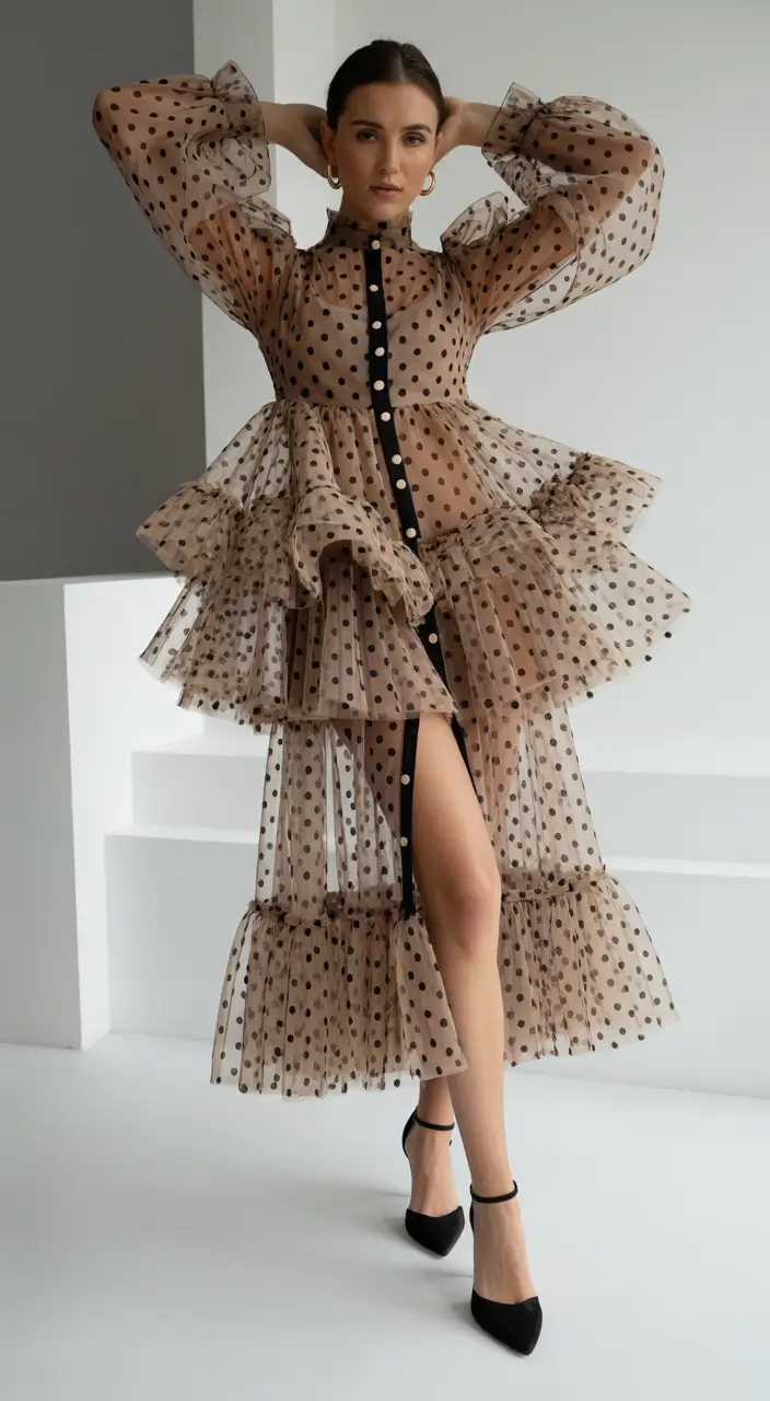 fall wedding guest dress+Tulle Volume & Polka-Dot Whimsy