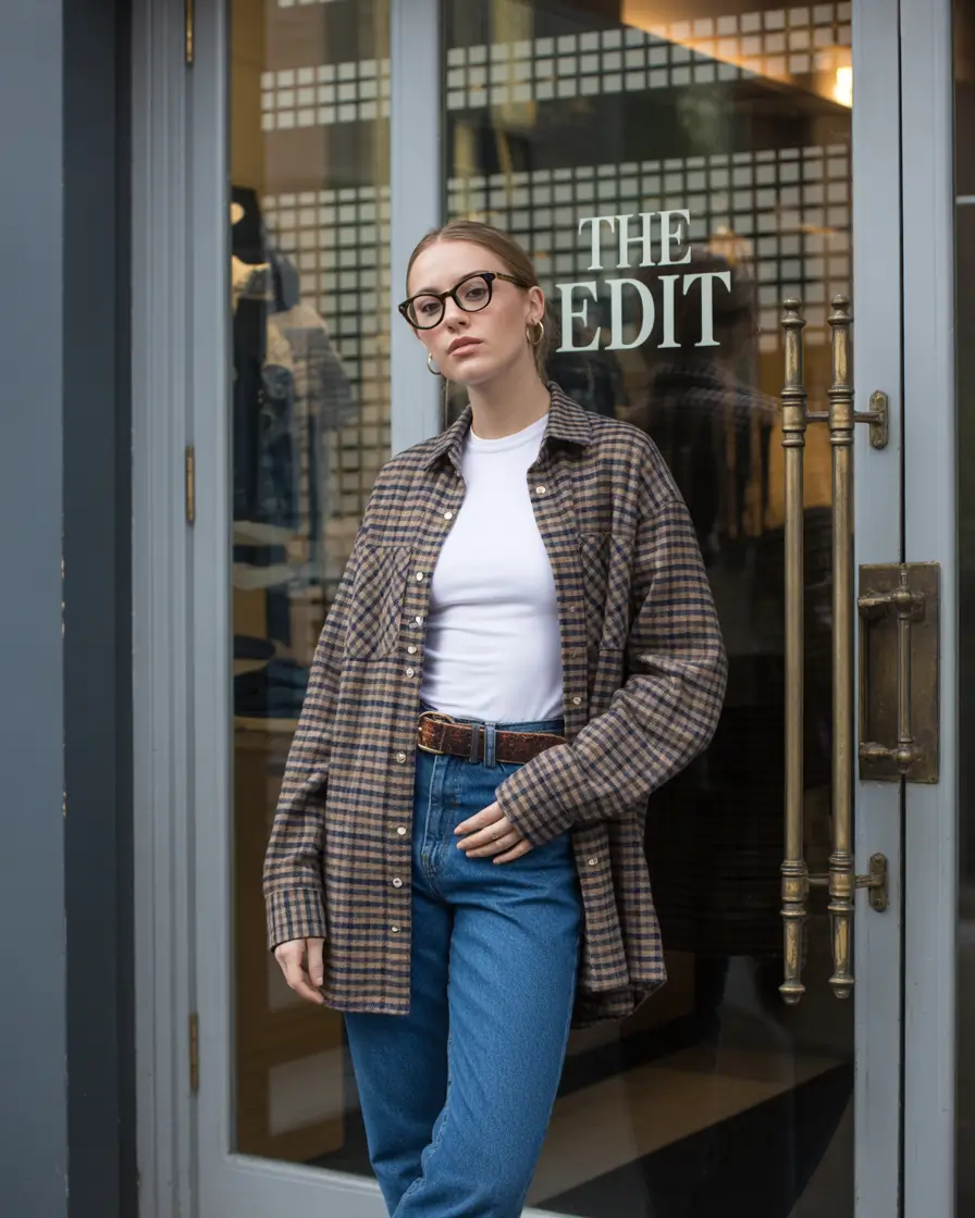 fall work outfits for women Layered Plaid for Desk-to-Dinner