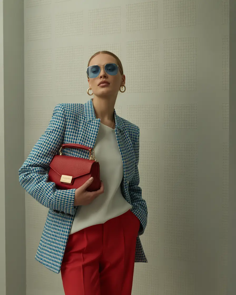 fall work outfits for women Houndstooth & Scarlet Clash