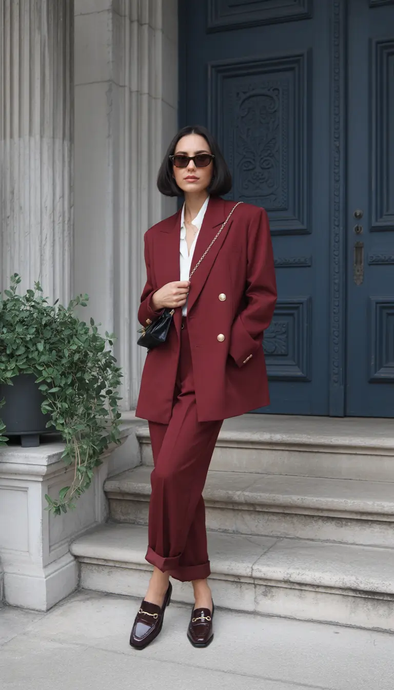 fall work outfits for women 2025 Double-Breasted Boardroom Drama