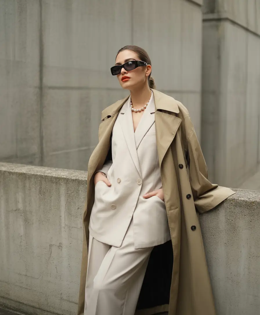 fall work outfits for women Trench-Coated Monochrome Authority