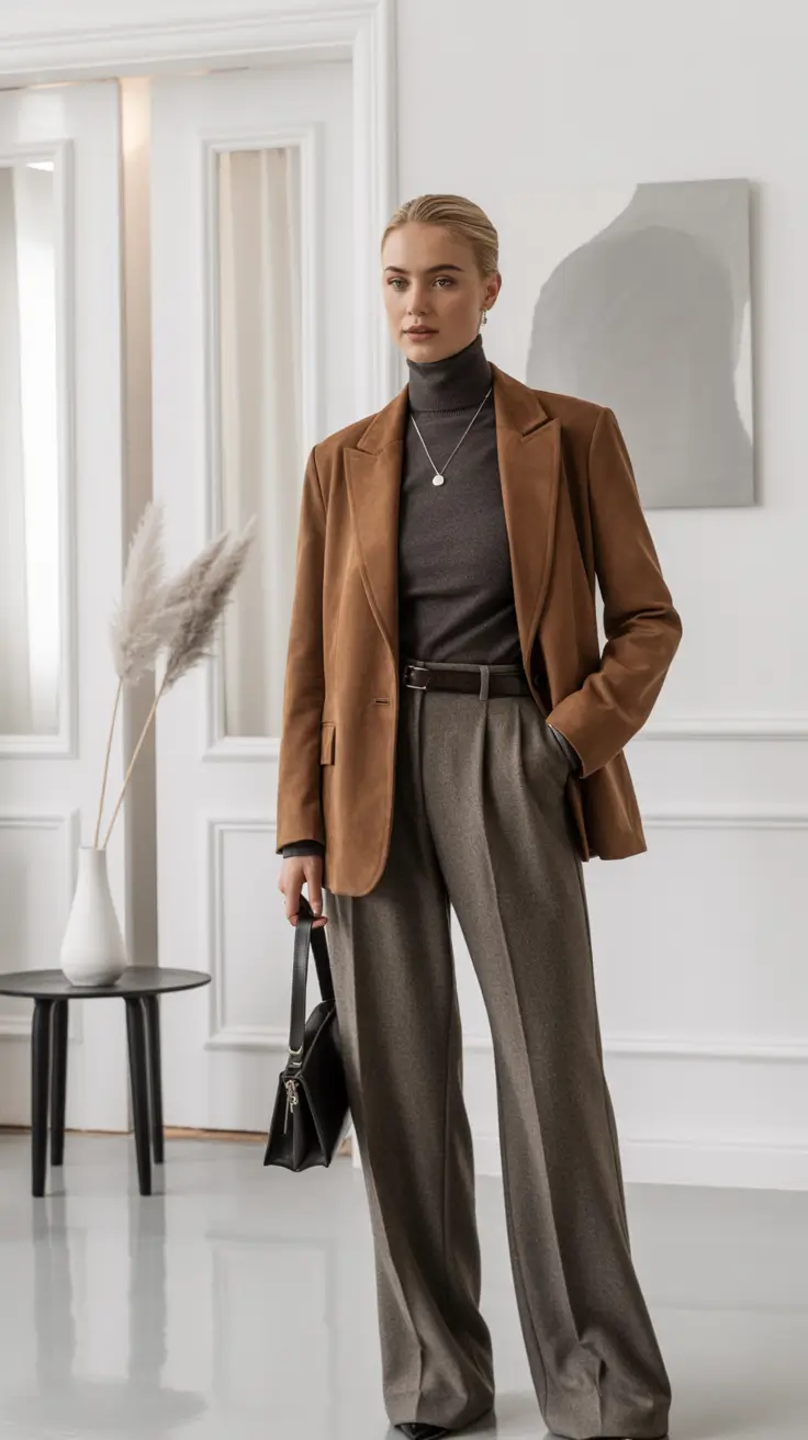 fall work outfits for women Caramel & Charcoal: Espresso-Bar Neutrals