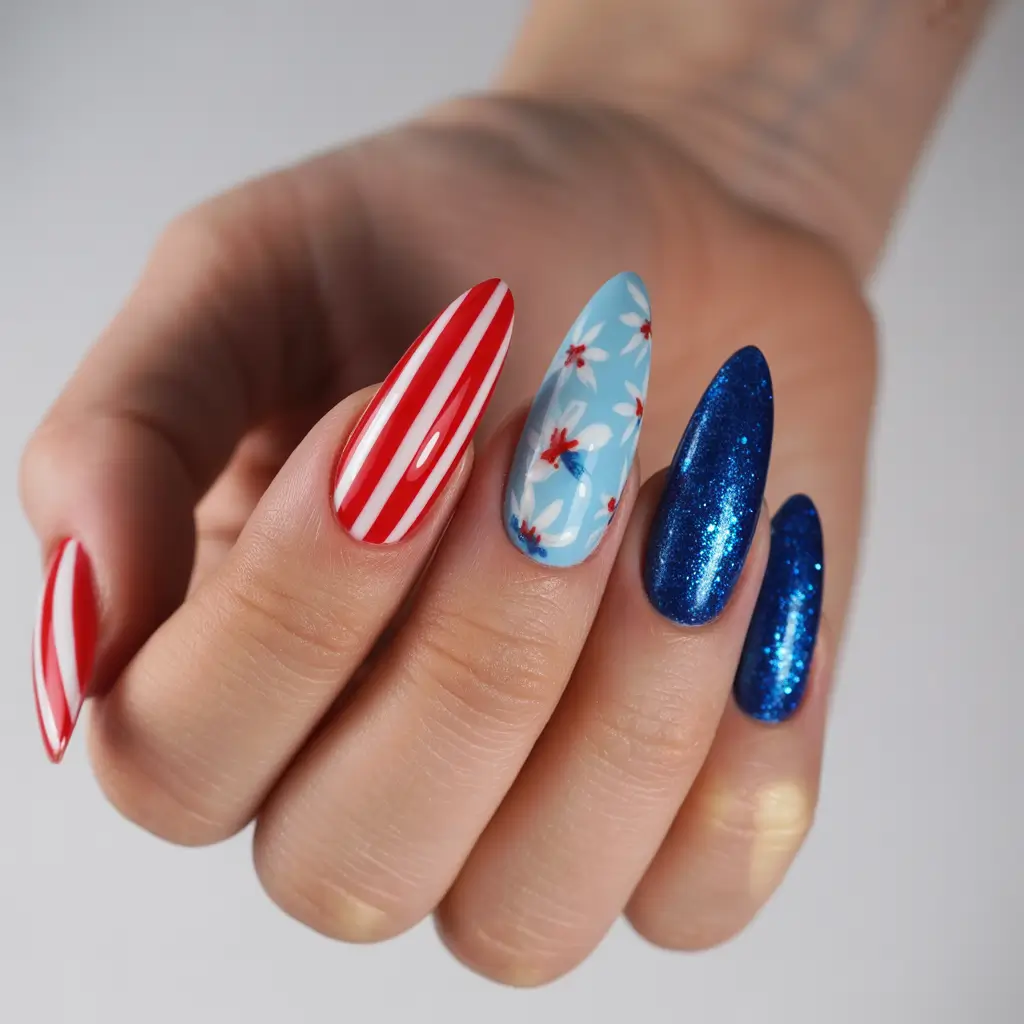 july nails color ideas 2025 Stars, Stripes & a Little Sparkle