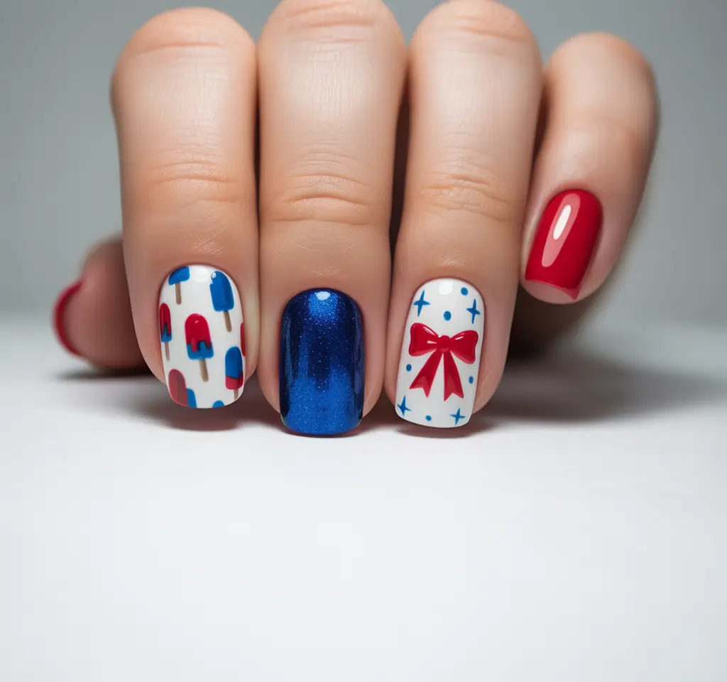 july nails color ideas 2025 Popsicles & Bows, Please