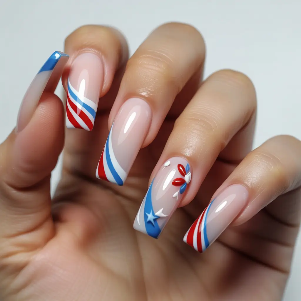 july nails color ideas 2025 French With a Firework Spin