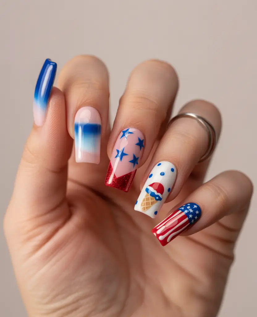 july nails color ideas 2025 Sundae Sweet & Starry