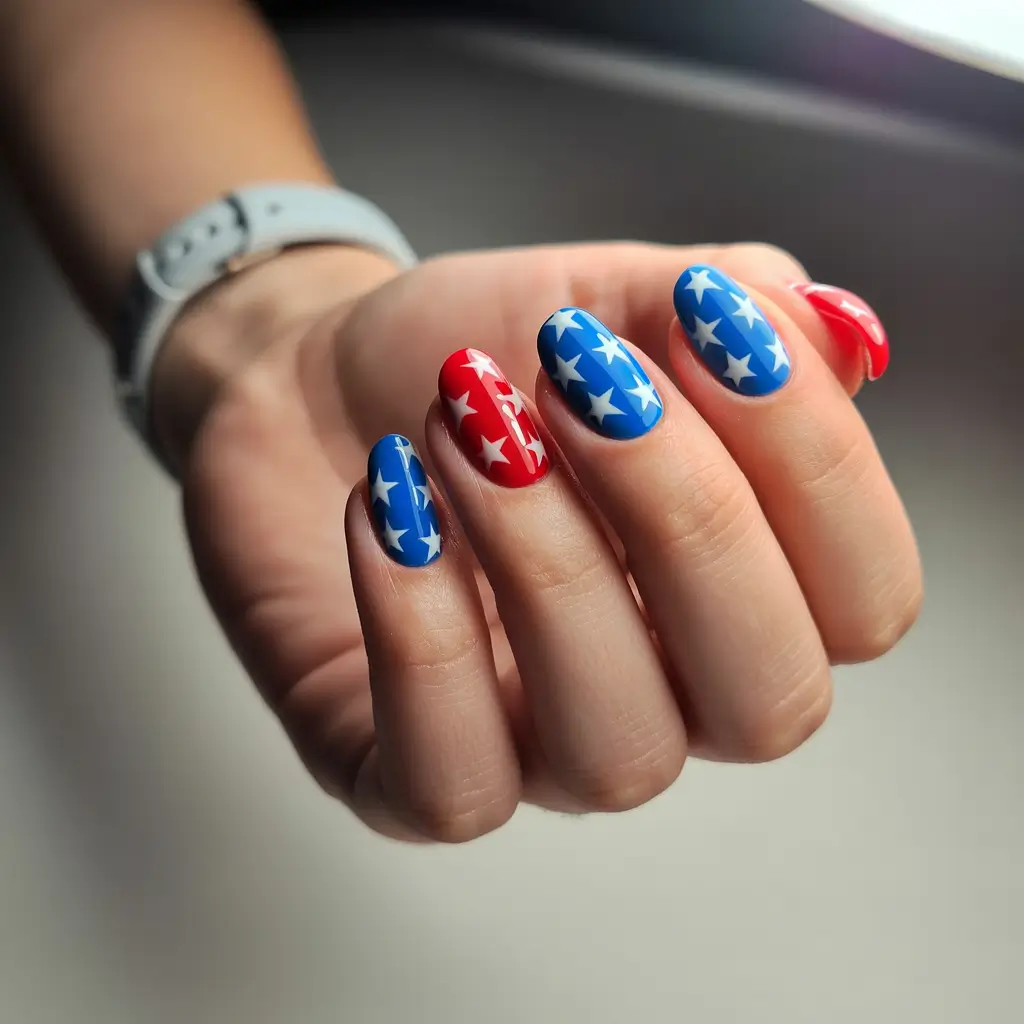 july nails ideas 2025 Star-Spangled Gradient