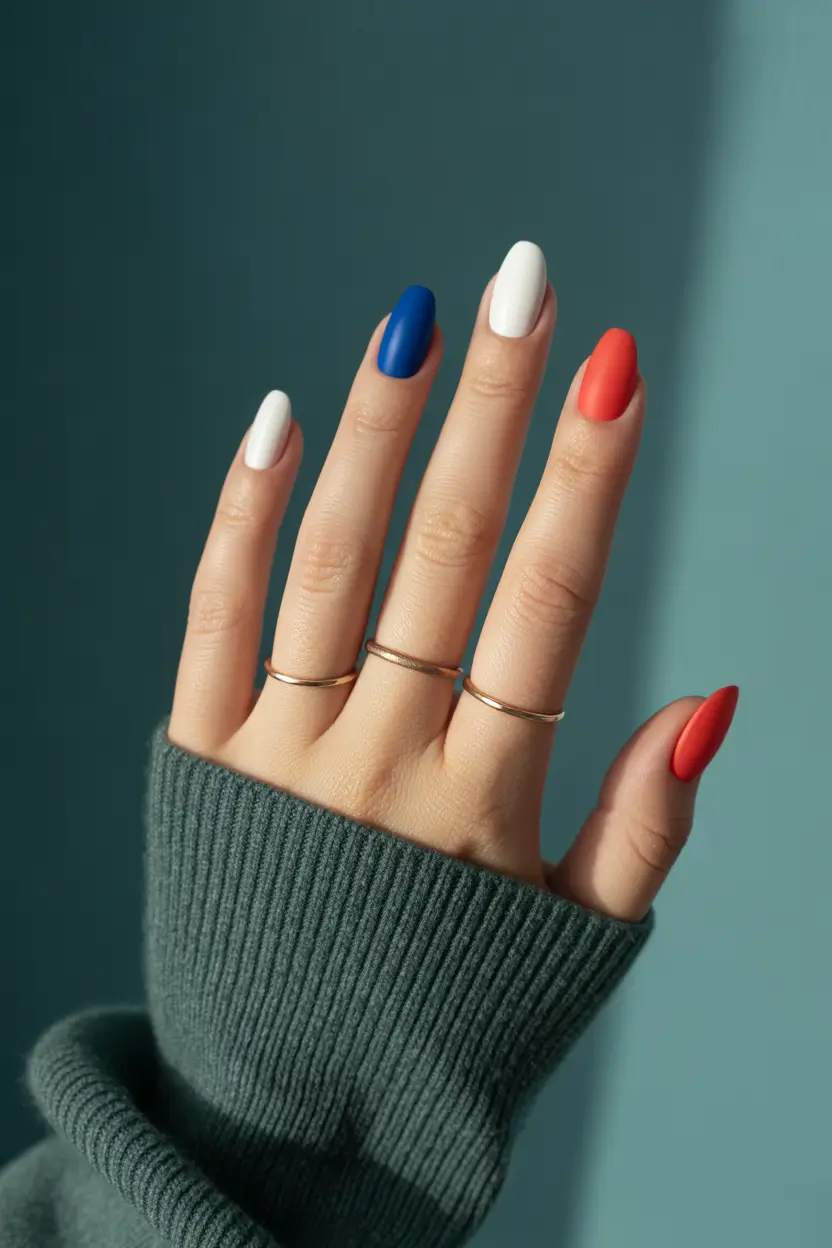 july nails ideas 2025 Minimalist Matte Americana