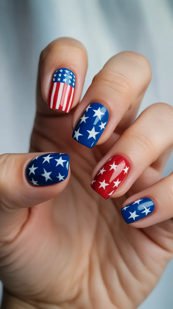 july nails ideas 2025 Stars and Stripes Forever