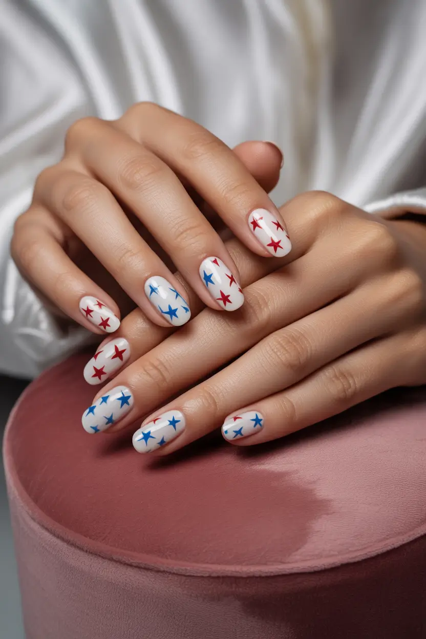july nails ideas 2025 Summer Starscape in Motion