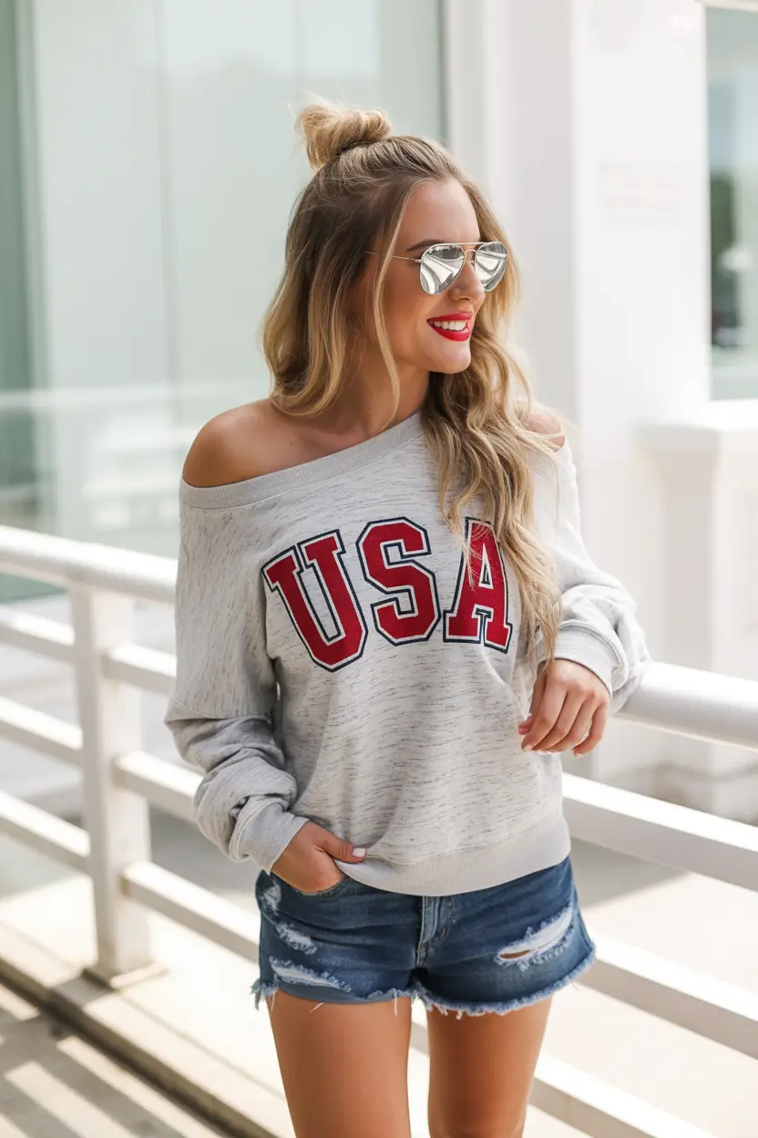 july outfits ideas 2025 Off-Shoulder Cozy Comfort