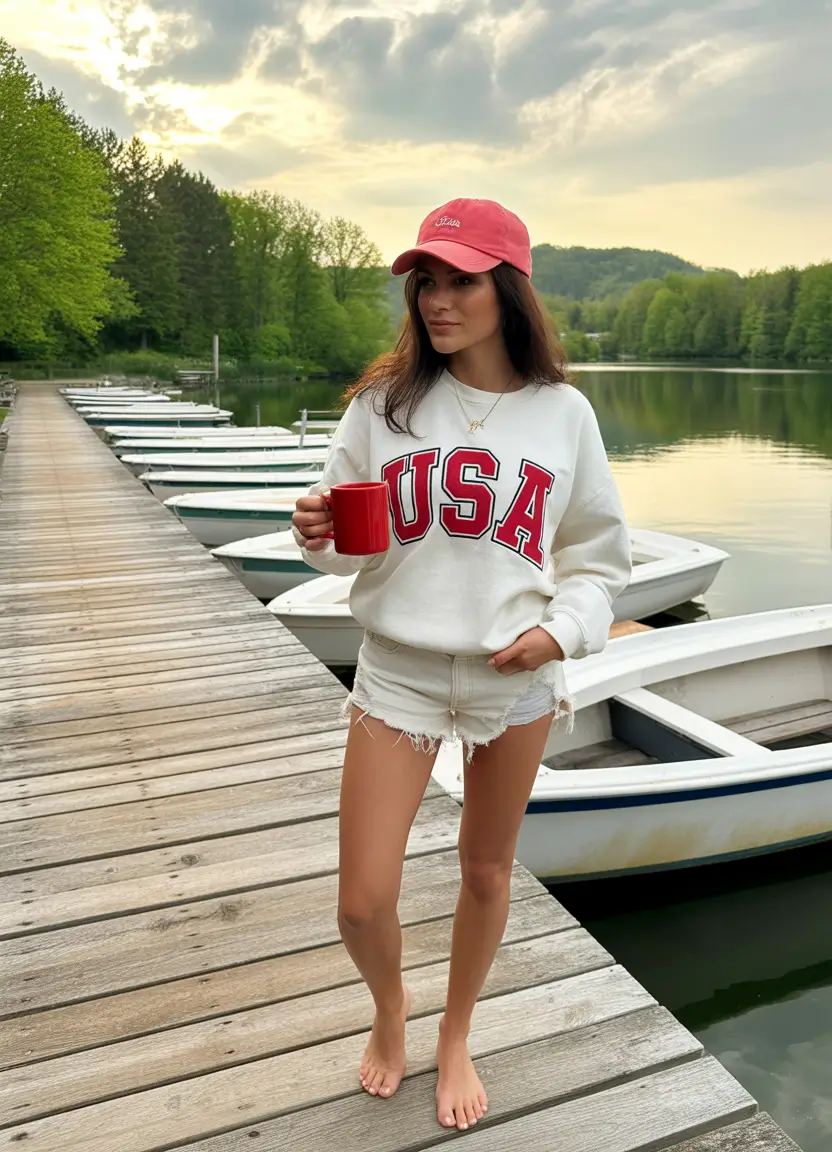 july outfits ideas 2025 Lake Day Lounge in Patriotic Comfort