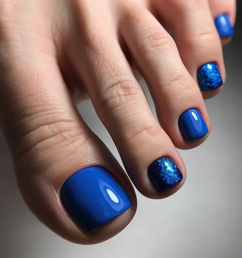 july toe nails ideas 2025 Oceanic Sparkle Meets Cool Blue Depth