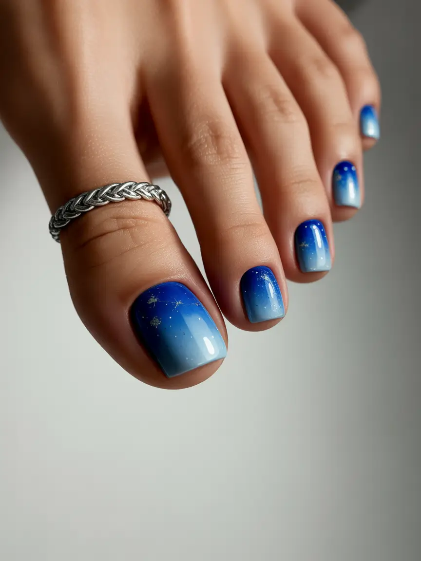 july toe nails ideas 2025 Midnight Skies & Constellation Vibes