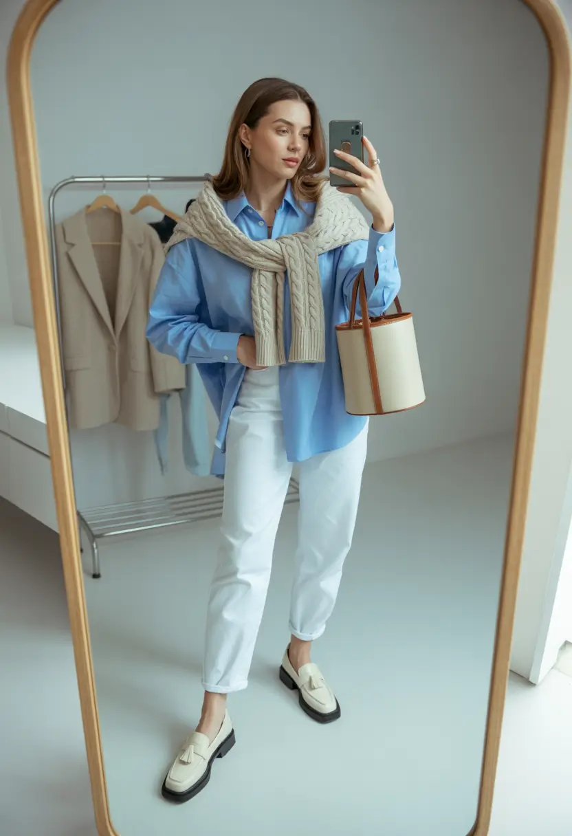mom outfits ideas for fall Blue Shirt, Big Energy