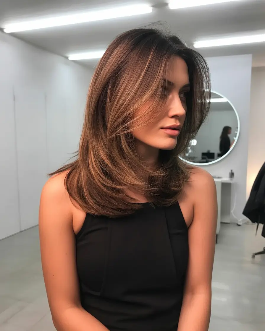 haircuts - August 2025 Feathered Layers with Espresso Gloss