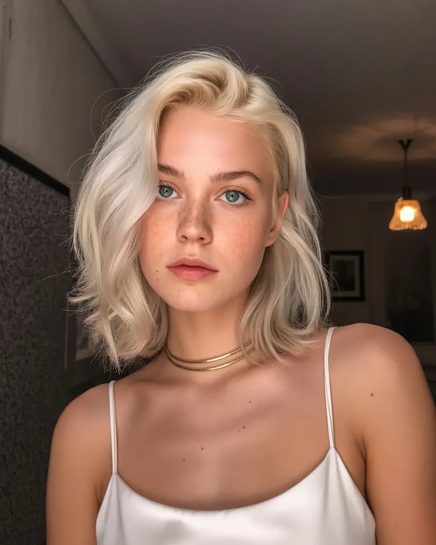 haircuts - August 2025 Messy Luxe Bob with Subtle Waves