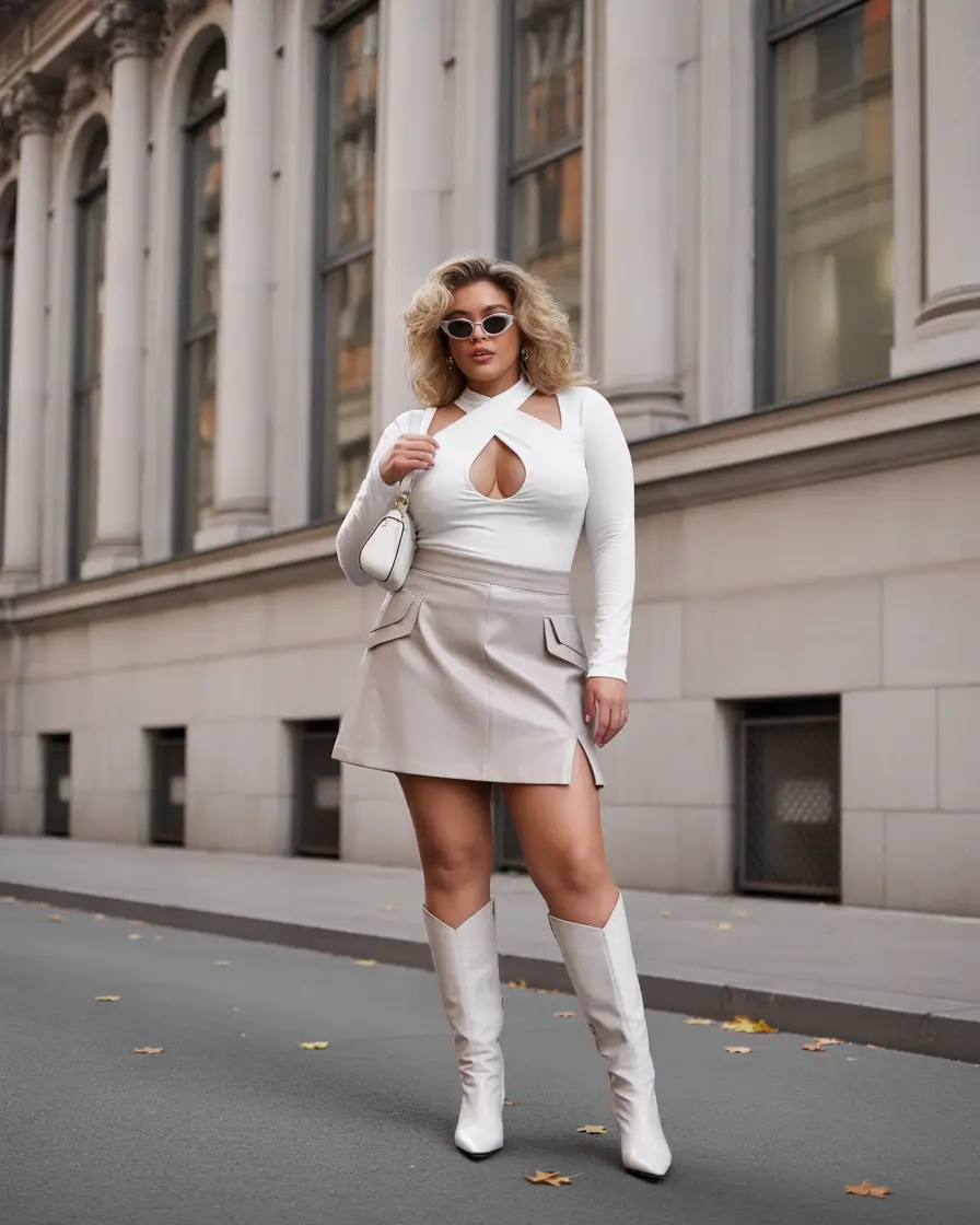 plus size fall fashion Neutral with a Twist: Cutouts and Structure