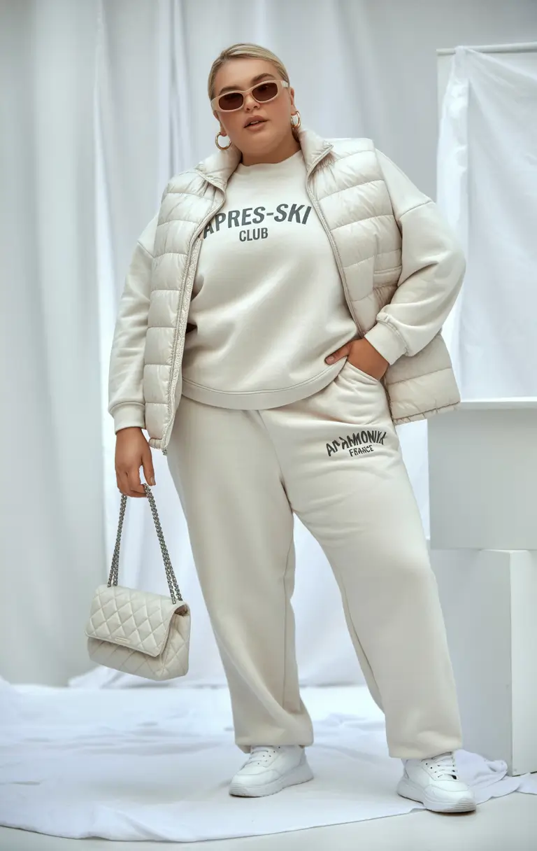 plus size fall fashion ideas 2025 Monochrome Athluxury with Elevated Details