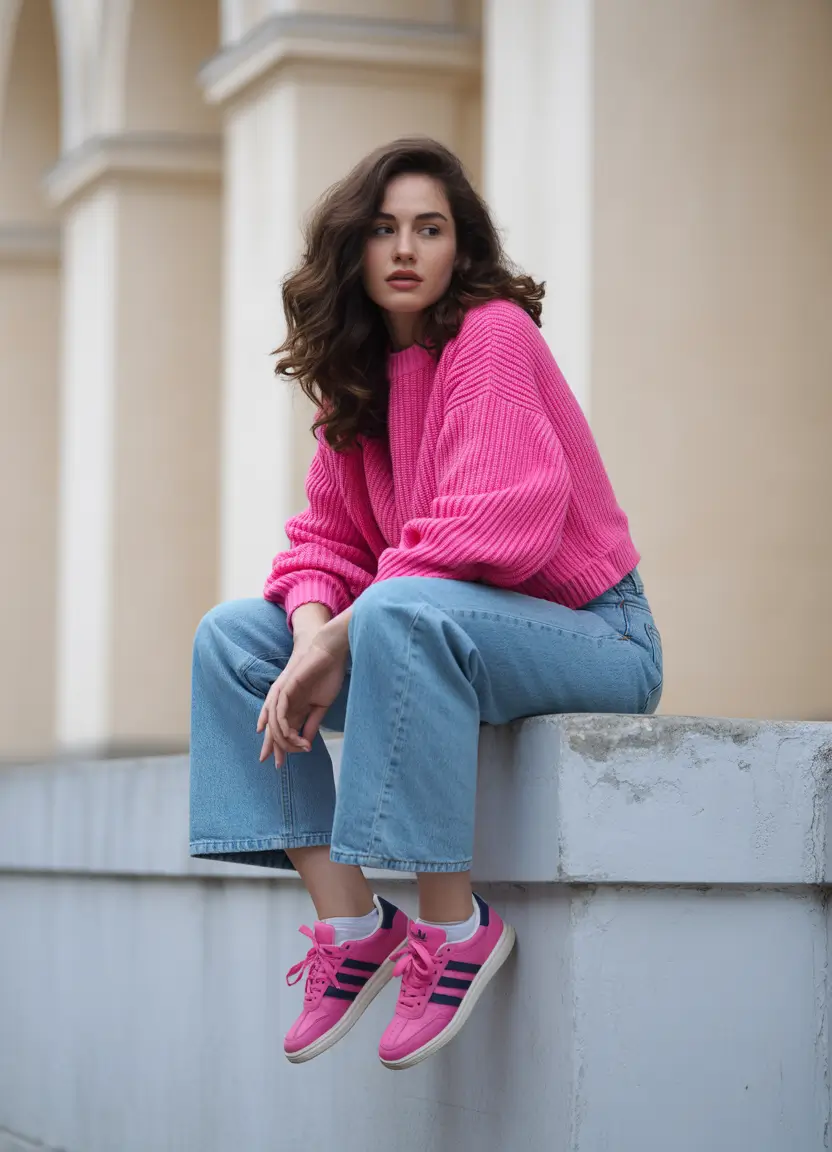 summer to fall transition outfits Bubblegum Energy in Motion