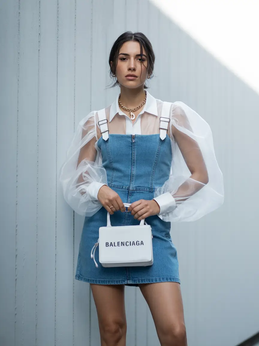 summer to fall transition outfits Puff Sleeve Princess in Denim