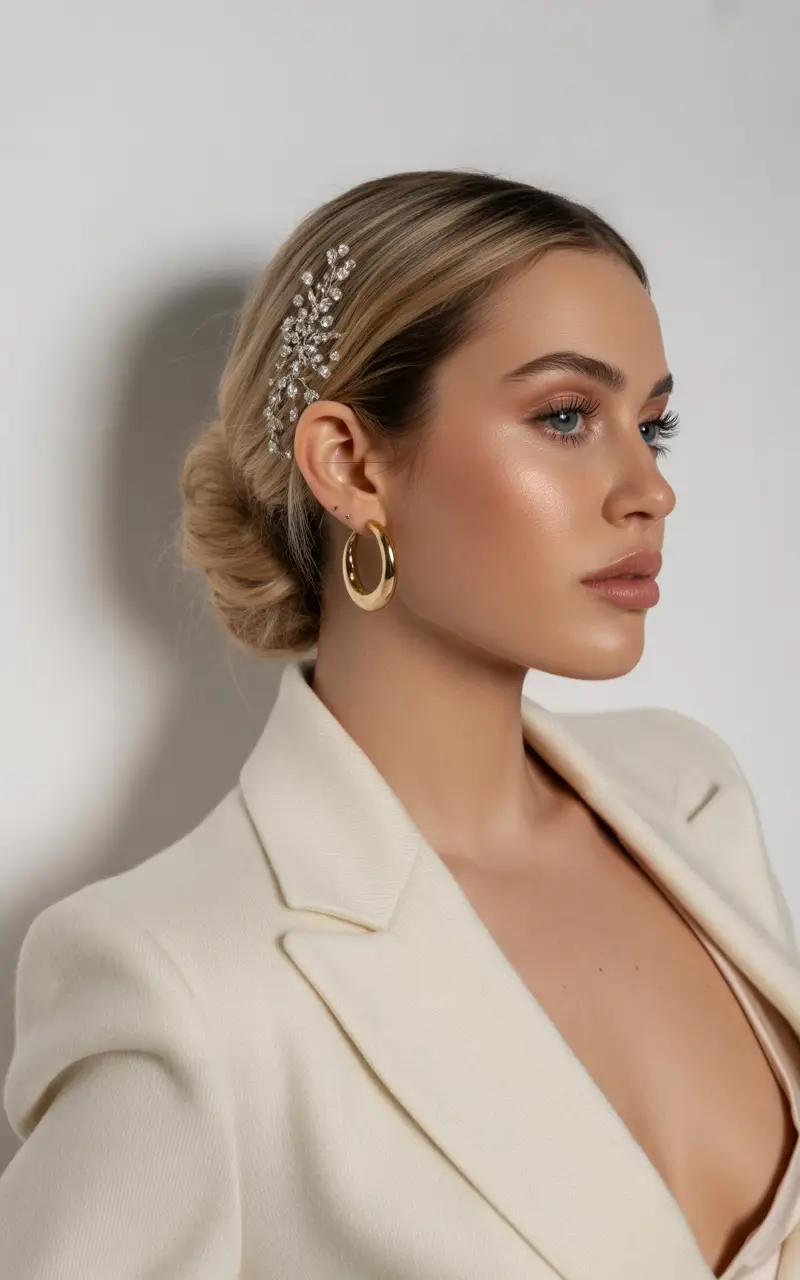 Fall hairstyle Side-Pinned Sleek Chignon