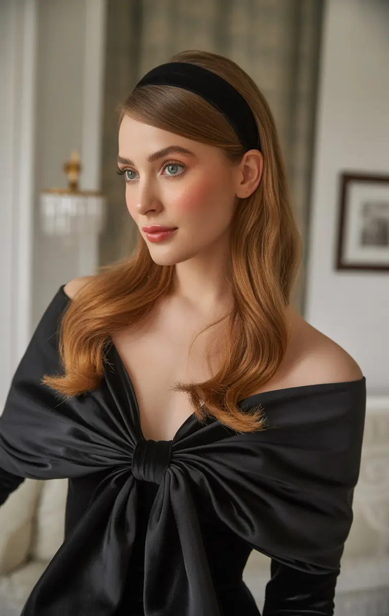 Fall hairstyle Old Money Blowout with Velvet Headband