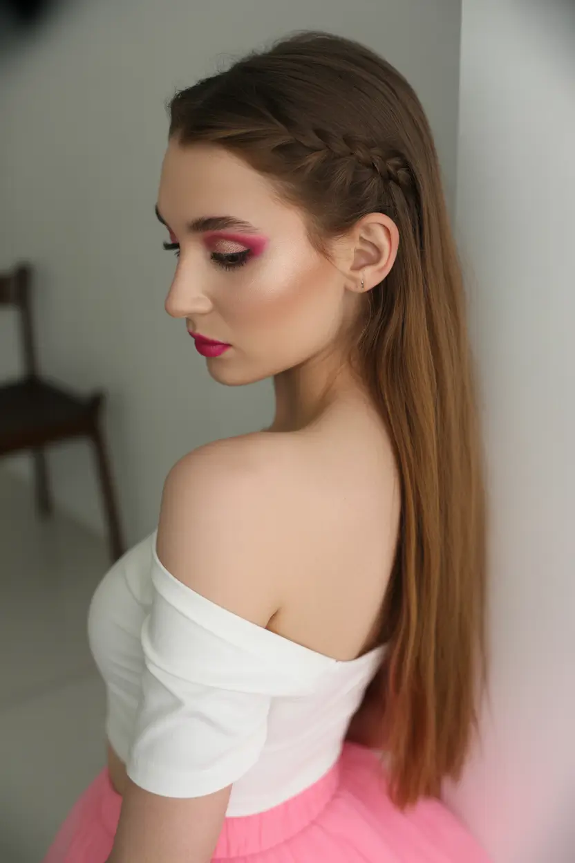 Fall hairstyle Straight Meets Braided Drama