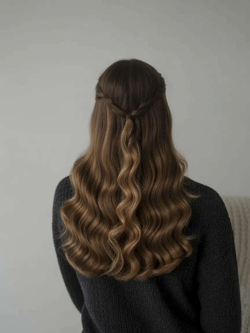 Fall hairstyle Twisted Half-Up With Soft Vintage Waves