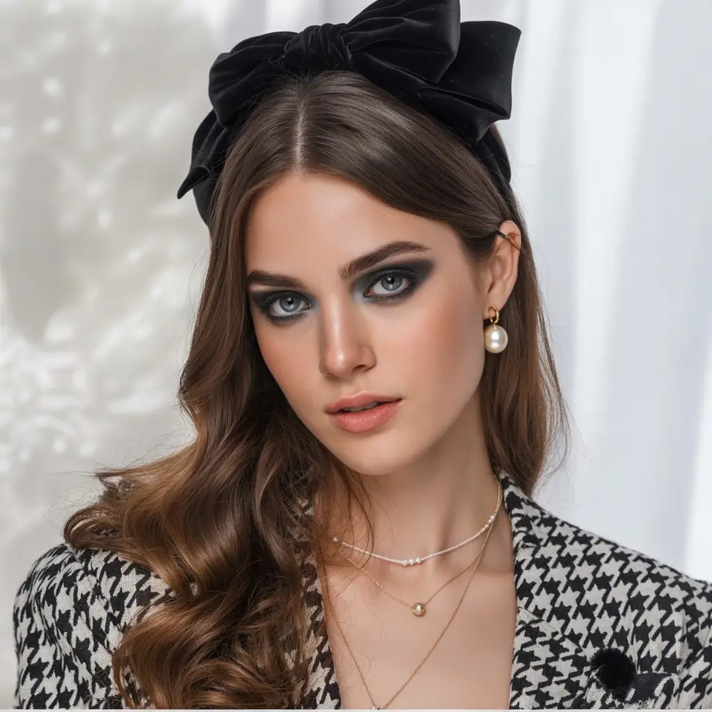 Fall hairstyle Velvet Drama with a Statement Bow