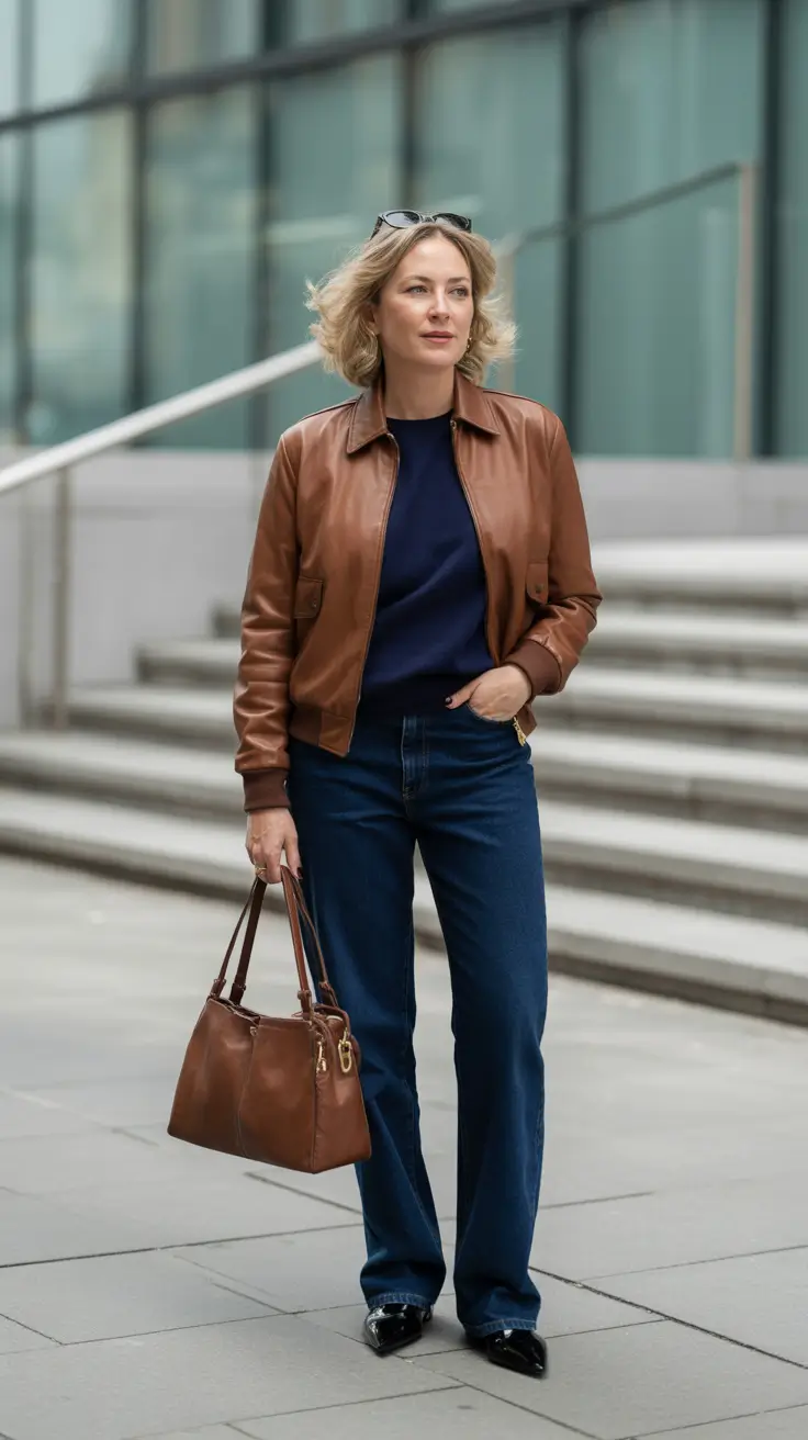 fall-outfits-for-women-over-40-Leather-Jacket-Meets-Downtown-Ease