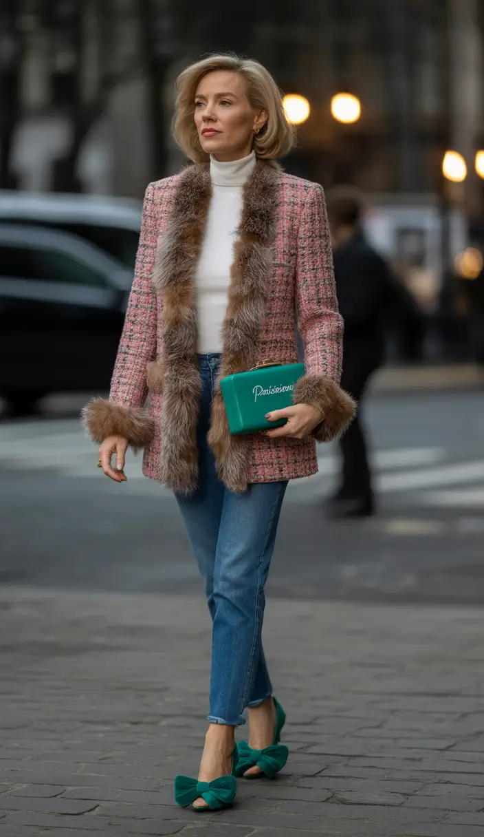 fall-outfits-for-women-over-40-Tweed-Fur-and-a-Parisian-Pop