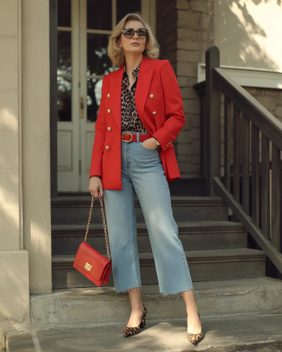 fall outfits for women over 40 Confidence in Crimson and Animal Print