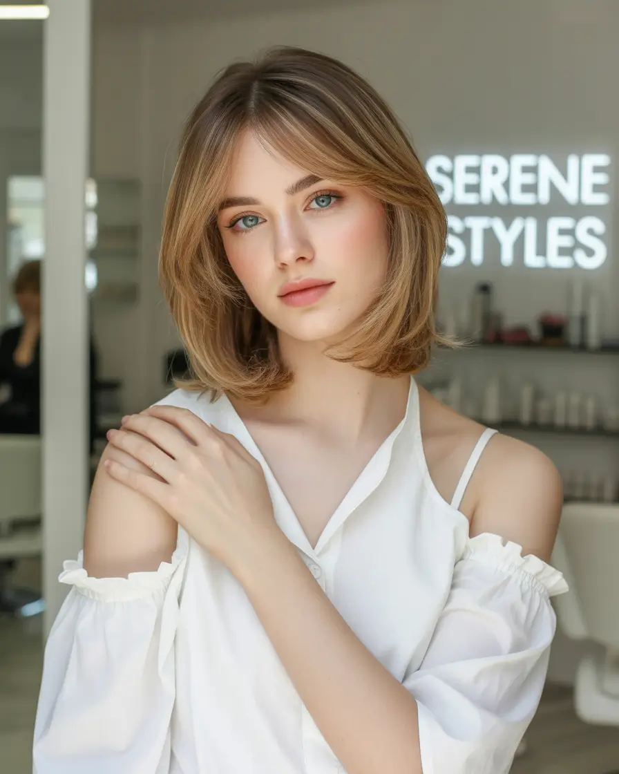 Fall Haircuts+Soft Classic Bob with Curtain Fringe