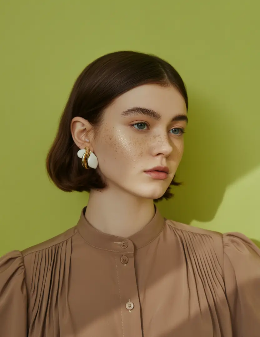 Fall Haircuts+Silky Chestnut Bob with Middle Part