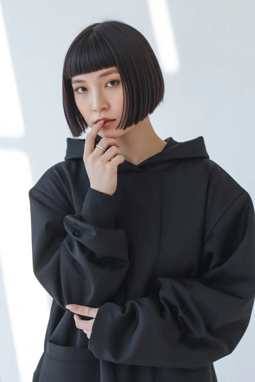 Fall Haircuts+Glossy Micro Bob with Baby Bangs