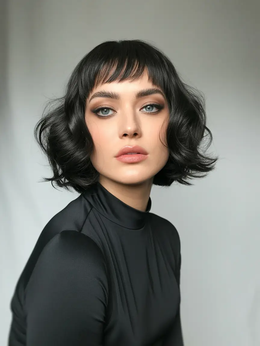 Fall Haircuts+Retro Soft Waves with Micro Fringe