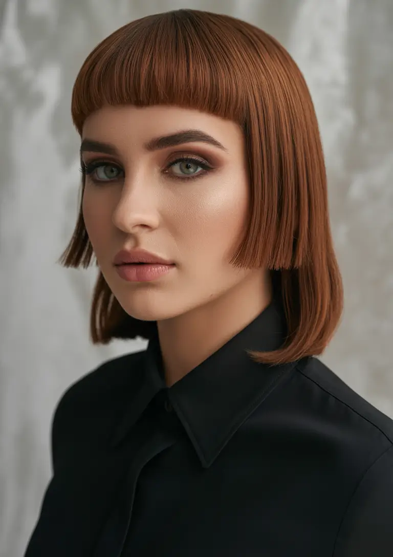 Fall Haircuts 2025 Precision Micro Bob with Baby Bangs