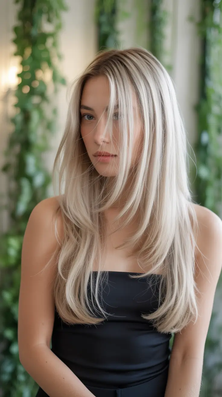 Fall Haircuts 2025 Curtain Bangs with Platinum Shimmer