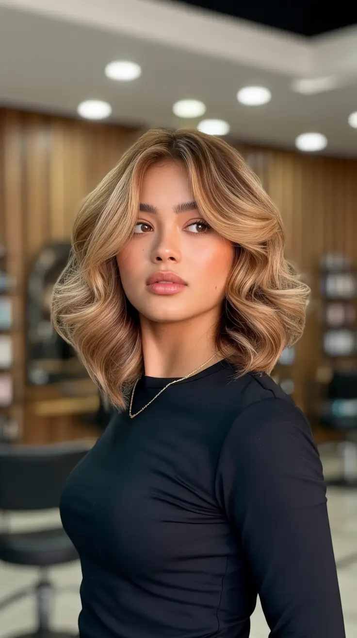 fall-latina-hair-color-Short-Honey-Bombshell-With-Flippy-Ends