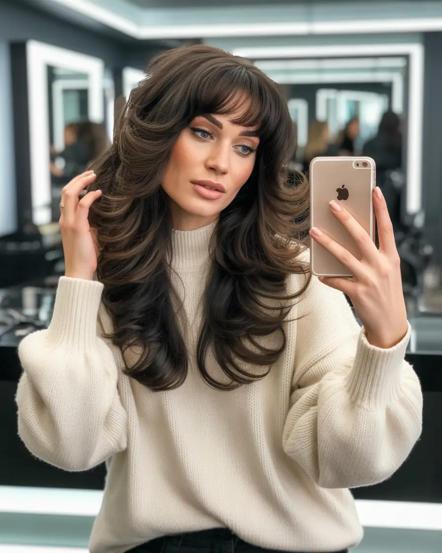 Fall haircut with bangs Big, Bouncy, and Beautifully Layered