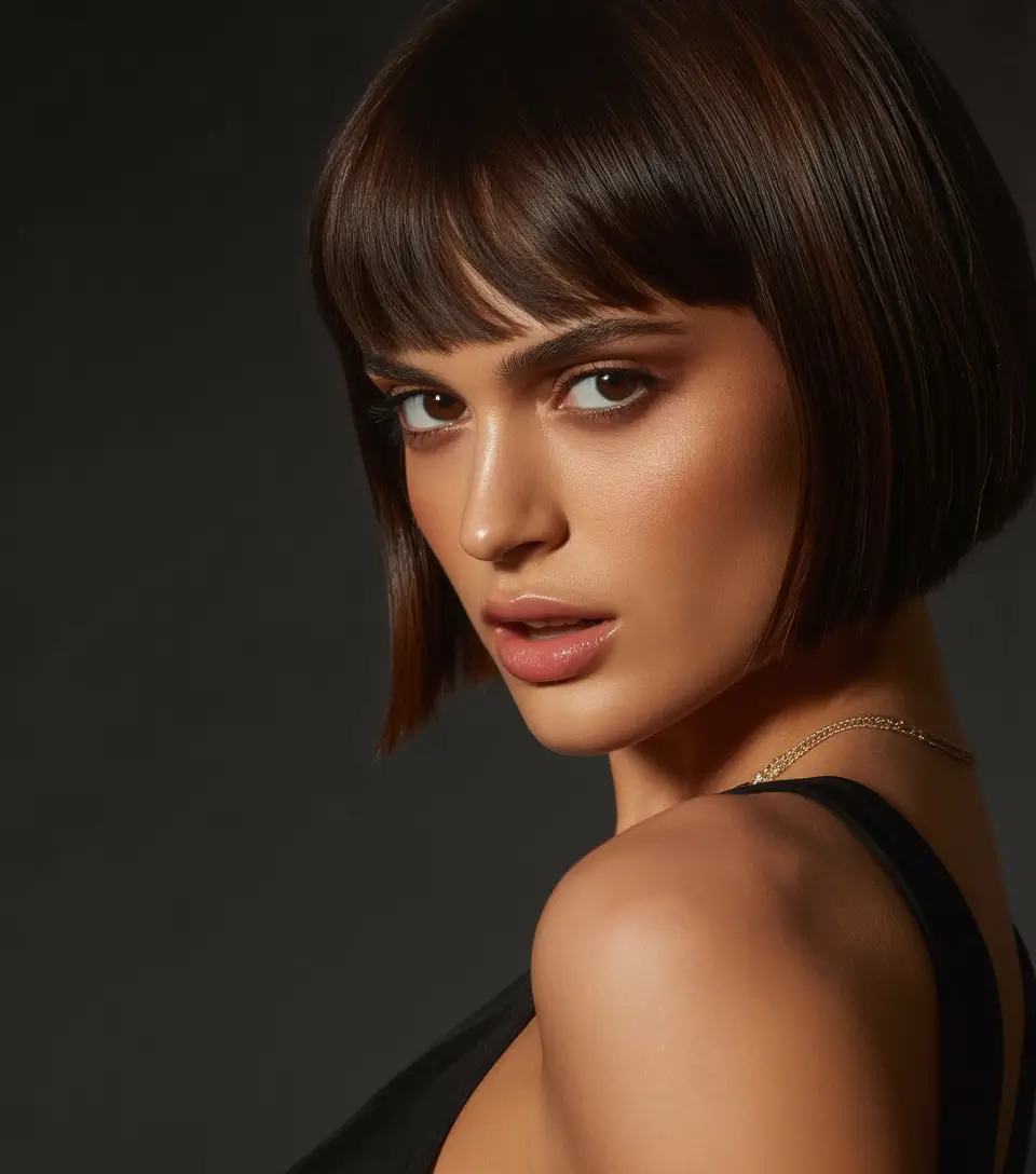 Fall haircut with bangs Sleek Drama with Parisian Edge