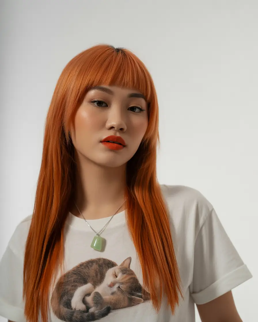 Fall haircut with bangs Straight Cut Jellyfish with Micro Fringe