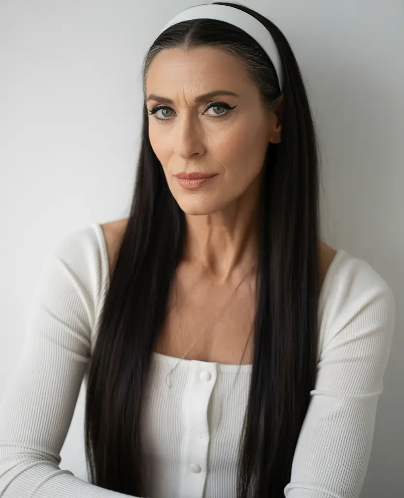 Fall hairstyles for women over 50 Elegance in Sleek Simplicity