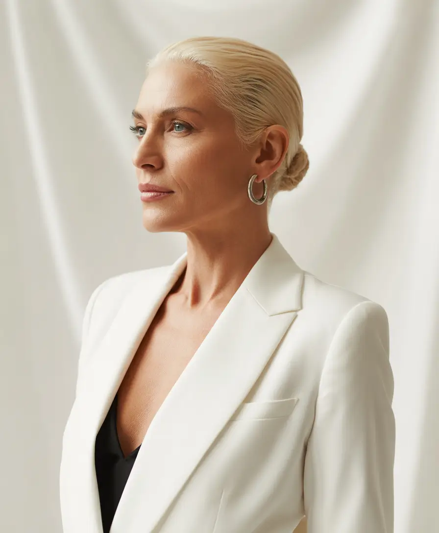 Fall hairstyles for women over 50 Ice Blonde Elegance