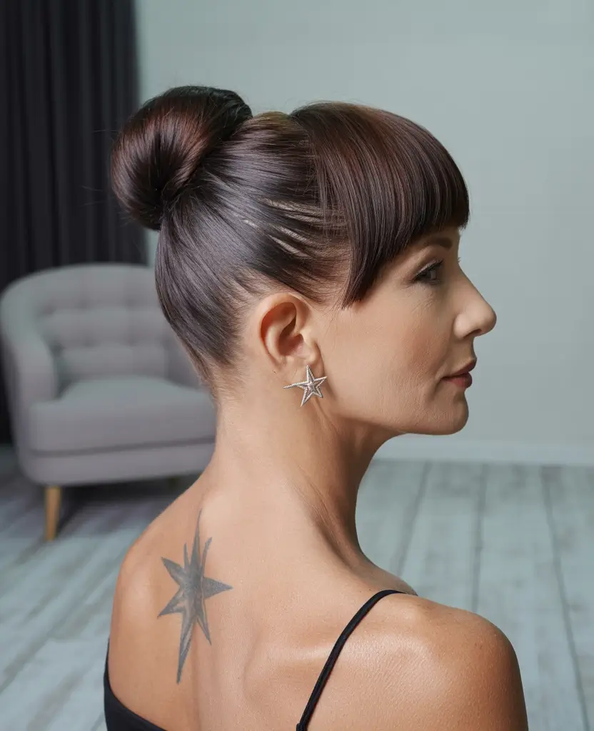 Fall hairstyles for women over 50 The Ballet Bun With an Edge