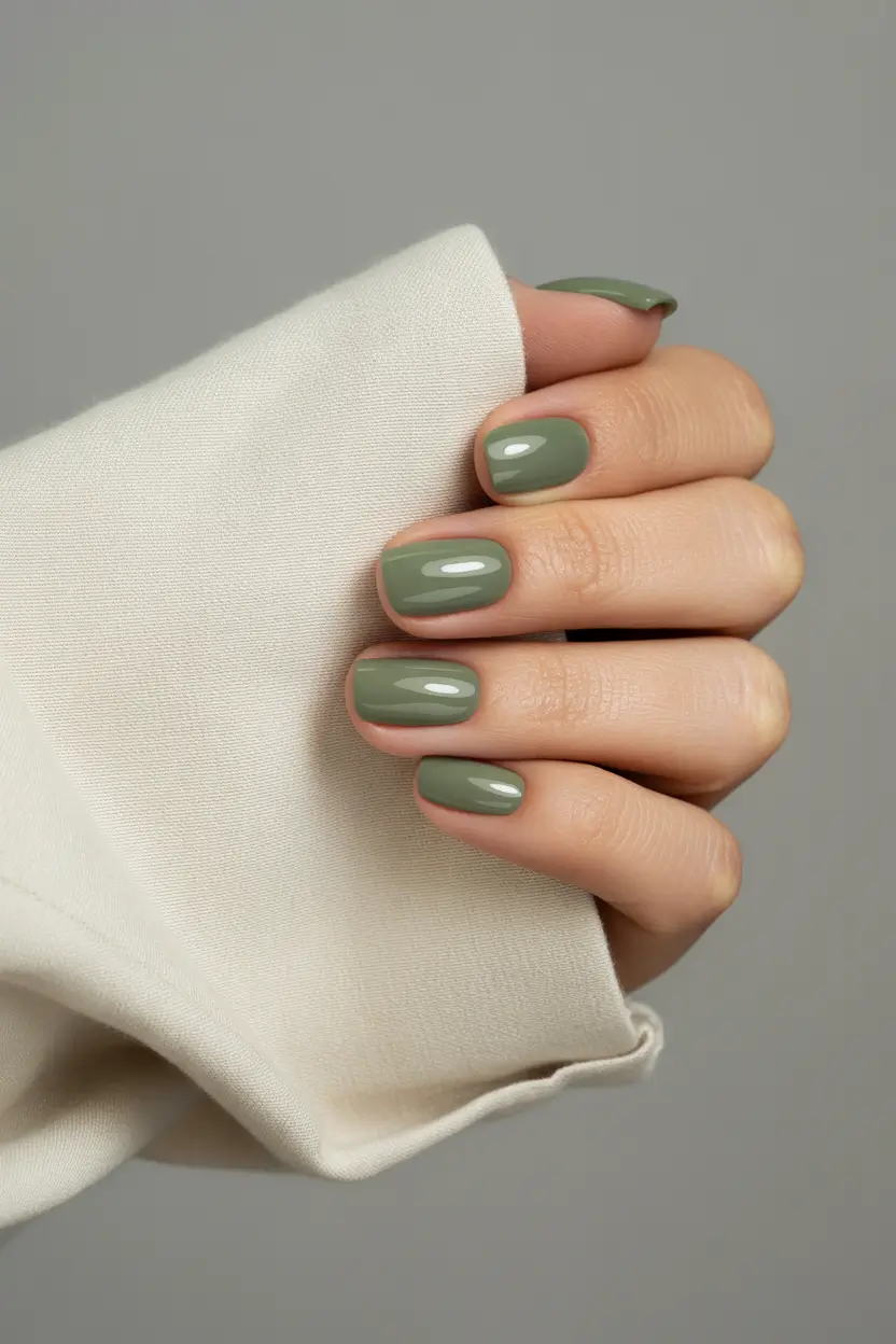 Fall Nail Color Ideas for Women Over 40 Earthy Olive That Feels Understated and Strong