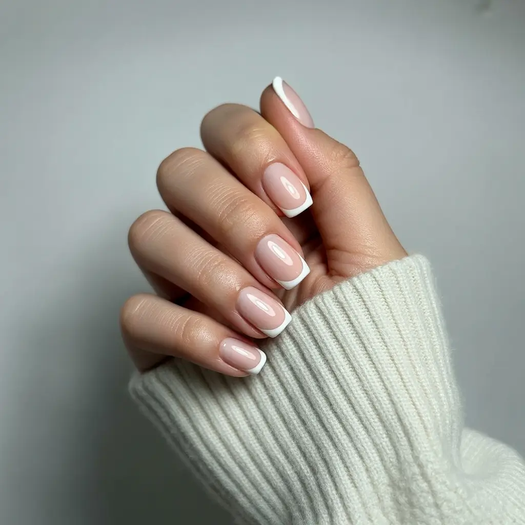 Modern French with a Short Square Cut+Best Fall 2025 Nail Color Ideas for Women Over 40