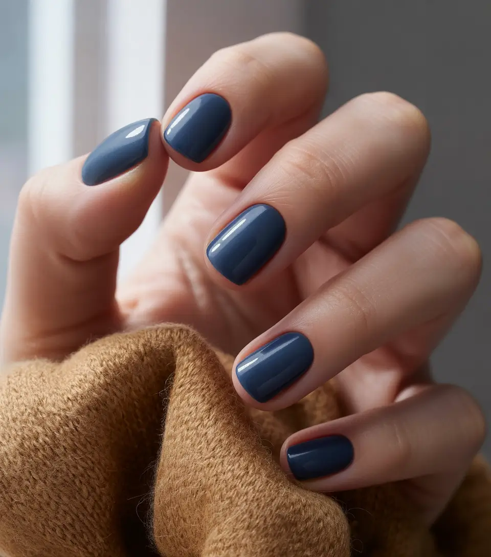 Stormy Indigo for Cool Fall Moods+Best Fall 2025 Nail Color Ideas for Women Over 40