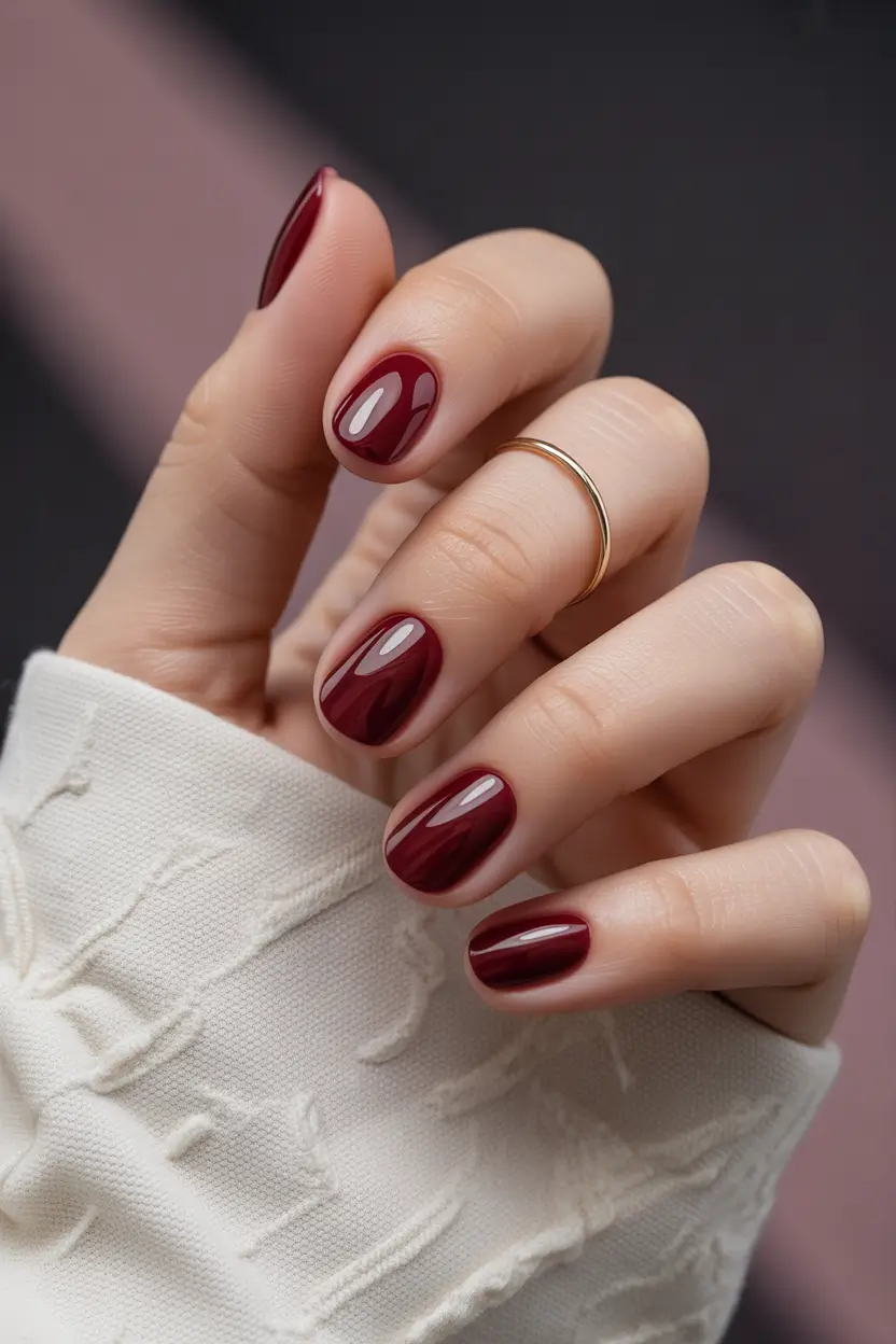 Classic Cranberry for a Bold, Mature Look+Best Fall 2025 Nail Color Ideas for Women Over 40